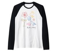 El mar está Llamando Playa océano Hibisco Vacaciones línea Arte Camiseta Manga Raglan