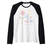 El mar está Llamando Playa océano Hibisco Vacaciones línea Arte Camiseta Manga Raglan
