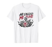 Él me llamó Vivo Jesús Fe Esqueleto Cristiano Camiseta gráfica económica