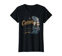 Él me Lleva a través de tormentas fe Cristiana Camiseta gráfica económica, Mujer, Negro, S