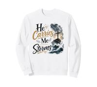 Él me Lleva a través de tormentas fe Cristiana Sudadera