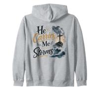 Él me Lleva a través de tormentas fe Cristiana Sudadera con Capucha