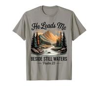 Él me Lleva al Lado de Aguas tranquilas Salmo 23 Fe Cristiana Camiseta