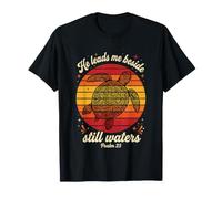 Él me Lleva Junto a Las Aguas tranquilas Salmo 23:2 Fe Cristiana Camiseta