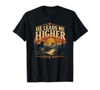 Él me Lleva más Alto Salmo 18 33 Montaña León Camiseta