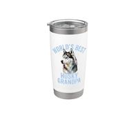 El mejor abuelo husky del mundo Lindo Husky Siberiano Granddog Vaso térmico de acero inoxidable de doble pared