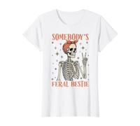 El Mejor Amigo Salvaje de Alguien. Esqueleto Divertido Camiseta gráfica económica, Mujer, Blanco, XS