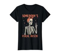 El Mejor Amigo Salvaje de Alguien. Esqueleto Divertido Camiseta gráfica económica, Mujer, Negro, XS