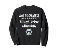El Mejor bichón Friso del Mundo con Estampado de Pata de Abuela con Estampado de Pata de Perro Love Sudadera