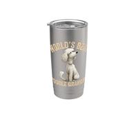 El mejor caniche del mundo abuelo lindo caniche blanco cachorro abuelo Vaso térmico de acero inoxidable de doble pared