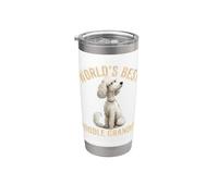 El mejor caniche del mundo abuelo lindo caniche blanco cachorro abuelo Vaso térmico de acero inoxidable de doble pared