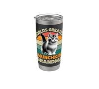 El mejor gato munchkin del mundo, abuela, divertido propietario de gatos retro Vaso térmico de acero inoxidable de doble pared