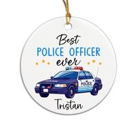 El Mejor Oficial De Policía De Todos Los Tiempos Decoraciones Navideñas Divertidos Decoración Navideña para Colgar Únicas Adornos Navideños para Mochila Estante Auto Interior