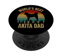 El Mejor Padre de Akita del Mundo Retro, Colorido y Vintage, Akita Daddy PopSockets PopGrip Adhesivo