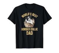 El Mejor Padre de Border Collie del Mundo Retro, Divertido Padre de Perro Collie Camiseta gráfica económica, Hombre, Negro, S