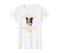 El Mejor Padre de Border Collie del Mundo Retro, Divertido Perro Border Collie Camiseta gráfica económica, Mujer, Blanco, L