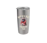 El mejor papá francés del mundo, divertido papá de bulldog francés Vaso térmico de acero inoxidable de doble pared