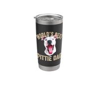 El mejor papá Pittie del mundo vintage, divertido y tonto papá de Pitbull Vaso térmico de acero inoxidable de doble pared