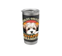 El mejor perro Havapoo del mundo, abuelo, divertido dueño de perros retro Vaso térmico de acero inoxidable de doble pared
