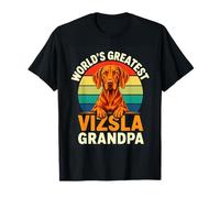 El Mejor Perro Vizsla Grandpa Retro Sunset del Mundo Camiseta