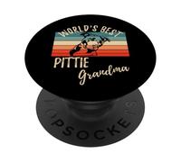 El Mejor Pittie Grandma Funny Pitbull Granddog del Mundo Vintage PopSockets PopGrip Adhesivo