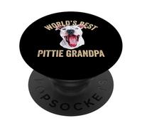 El Mejor Pittie Grandpa del Mundo Vintage Funny Pitbull Granddog PopSockets PopGrip Adhesivo