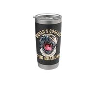 El mejor pug del mundo, abuelo, lindo bostezo pug nieto Vaso térmico de acero inoxidable de doble pared