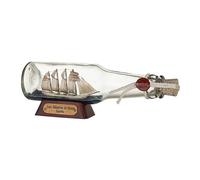 El Mercader del Mar - Barco en Botella Juan Sebastián de Elcano España, Maqueta Artesanal de Velero, 17,7 x 6,5 x 4,5 cm, Base de Madera