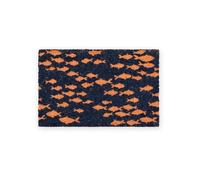 El Mercader del Mar Felpudo Entrada Casa Fibra de Coco Natural Antideslizante Exterior Interior, Alfombrilla Puerta Resistente Lavable para Hogar, Terraza, Jardín o Recibidor 40x60 cm (Peces Azul)