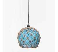 El Mercader del Mar Lámpara de techo marinera con forma de boya náutica de cristal, lampara colgante medida Ø30cm, ideal par decorar espacios con estilo náutico (AZUL)