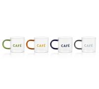 El Mercader del Mar Set de 4 Tazas Espresso de Vidrio Borosilicato 120 ml - Tazas Café Transparentes con Asa de Colores - Vasos Modernos para Espresso, Cortado y Ristretto