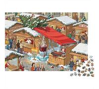El Mercado navideño stall Domino colapso Puzzle De Madera Impermeable Puzzles De 1000 Piezas Regalos para Adultos Desafiante Y Estimulante Rompecabezas Decoración del Hogar