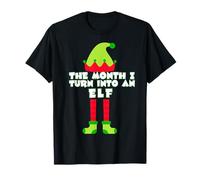 El Mes en Que me convierto en un Elfo Divertido Traje de Navidad Camiseta