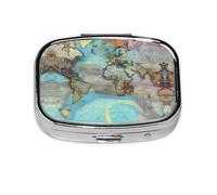 El mini botiquín cuadrado es adecuado para poner en bolsillos o carteras. Es fácil de abrir y práctico. Mapa del mundo de dibujos animados