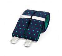 El mono con pajarita Tirantes Hombre Hechos a mano en España. Tirantes para pantalones hombre | 3 Pinzas extrafuertes | Color azul y lunares verdes (Azul-Verde)