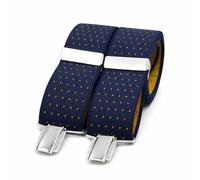 El mono con pajarita Tirantes Hombre Hechos a mano en España. Tirantes para pantalones hombre | 3 Pinzas extrafuertes | Color azul y micro lunares amarillos (azul-amarillo)