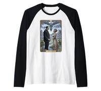 El Monstruo Frankenstein y la Novia Amantes de la Carta del Tarot Camiseta Manga Raglan