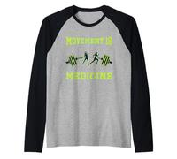El Movimiento es Medicina Medicina Deportiva Ejercicio Diseño Camiseta Manga Raglan