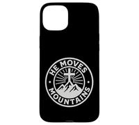 Él mueve montañas Cruz cristiana fe Carcasa para iPhone 15 Plus