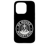 Él mueve montañas Cruz cristiana fe Carcasa para iPhone 15 Pro