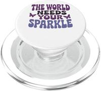 El mundo necesita tu motivación de mariposa brillante PopSockets PopGrip para MagSafe