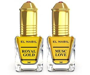El-Nabil EL NABIL - Juego de perfume de oro real de 5 ml y almizcle de 5 ml, para hombres y mujeres