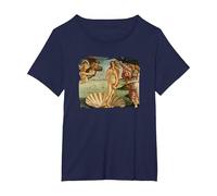 El Nacimiento de Venus Camiseta, Mujer Tallas Grandes, Azul Marino, 3XL Grande