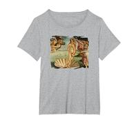 El Nacimiento de Venus Camiseta, Mujer Tallas Grandes, Gris Jaspeado, 5XL Grande