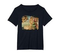 El Nacimiento de Venus Camiseta, Mujer Tallas Grandes, Negro, 6XL Grande