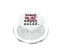El Negro es mi Color Feliz con Besos de Labios Rosados PopSockets PopGrip para MagSafe