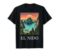 El Nido Palawan Filipinas Laguna Vintage Travel Art Camiseta