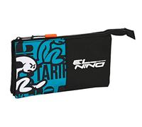 EL NIÑO Ocean - Portatodo Triple, Estuche Infantil, Estuche Niño, Ideal para Niños de 5 a 14 Años, Cómodo y Versátil, Calidad y Resistencia, 22x3x12 cm, Color Azul y negro