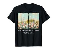 Él no está aquí, Él es Risen Wildflower Easter Christian Camiseta