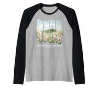 Él no está aquí Él ha resucitado Pascua Jesucristo Resurrección Camiseta Manga Raglan